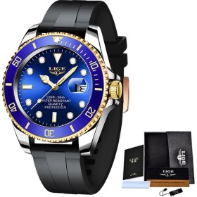 Resim Hanyang Gül Altın Mavi 2022 Yeni Lıge Erkekler Için Saatler Spor Kuvars Saatı Lüks Paslanmaz Çelik Saat Aydınlık Erkekler Izle Relogio Masculino (Yurt Dışından) 