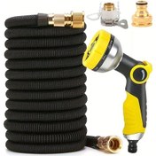 Resim Xuweiwei Siyah 25ft Çok Amaçlı Bahçe Hortumu Ayarlanabilir Püskürtme Başlığı Yumuşak Kauçuk Çekirdekli Taşınabilir Evcil Hayvan Banyosu Araba Yıkama 