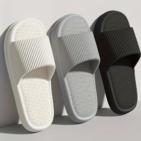 Resim Outdoor Adventures] Tüm Sezonlar İçin Kaydırma Sandaletler - Minimalist Düz Renk, Kaymaz EVA Malzeme, Ev, Plaj veya Banyo Kullanımı İçin Rahat Açık Burun Tasarımı, Banyo Sandaletleri|Minimalist Terlikler|EVA Sandaletler, Kayışlı Sandaletler 