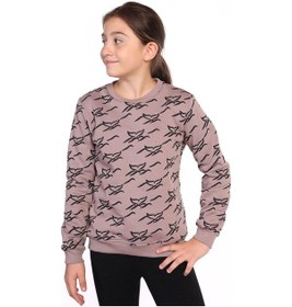 Resim Toontoy Kız Çocuk Komple Balık Kuyruğu Baskılı Sweatshirt Kahverengi 