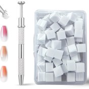 Resim 100 adet Ombre için Yumuşak Tırnak Sanatı Süngerleri - Tutma Kalemi & Fırça Dahil, Manikür Tasarımları için Mükemmel 