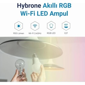Resim Hepta Collection Hybrone LED Rgb Wi-Fi Akıllı Ampul, 16 Milyon Renk, 900 Lümen, E27 Duy, Uygulama ile Uzaktan Kontrol 