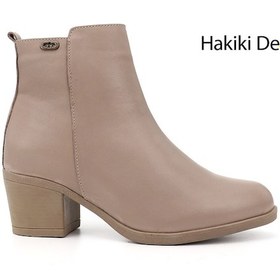 Resim Gönderi R Bej Fermuarlı Kalın Topuklu Hakiki Deri Bot Bej 