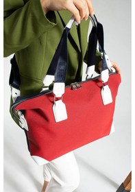 Resim Just Polo Kadın Büyük Valiz Boy El Ve Omuz Çantası Ebat : 33 X 40 Cm Lacivert - Kırmızı 