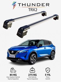 Resim Thunder NISSAN QASHQAI 2021-Sonrası TRX2 Thunder Carrier Kilitli Ara Atkı Taşıyıcı Tavan Barı Siyah 