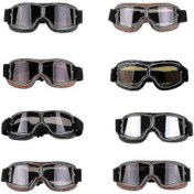 Resim Retro Stil Harley Motosiklet Gözlükleri, Açık Hava Rüzgar Geçirmez Sürüş Off-road Gözlükleri Siyah Gri 