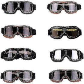 Resim Retro Stil Harley Motosiklet Gözlükleri, Açık Hava Rüzgar Geçirmez Sürüş Off-road Gözlükleri Siyah Gri 