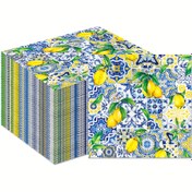 Resim 20 Adet Vintage Limon Parti Peçeteleri - Tek Kullanımlık Kağıt Misafir Havluları, Sarı & Mavi Çiçek Desenli, 2 Katlı Doğum Günü ve Genel Kutlamalar İçin, Limonata Standı Malzemeleri 