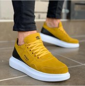 Resim KN Fashion Mp040 Bt Bağcıklı Süet Ortopedik Yüksek/kalın Taban Erkek Sneaker Sarı/siyah 