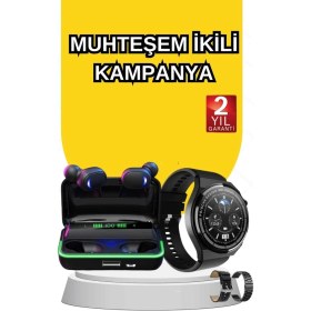 Resim Yeni Nesil Akıllı Saat ve Bluetooth Kulaklık Titreşim Bildirimleri Uyku Takibi 