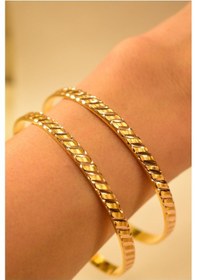 Resim Yenigün Kuyumculuk Hediyelik Yatırımlık 2'li Kadın Burgu Görünümlü Düz Altın Bilezik 