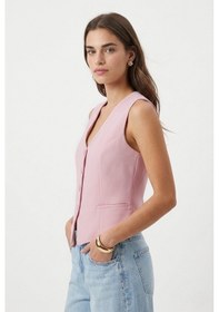 Resim Ritnice Kadın Style Astarlı Pembe Dokuma Yelek 
