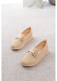 Resim Libba Toka Detaylı Triko Kalın Taban Kadın Günlük Casual Ayakkabı Siyah 