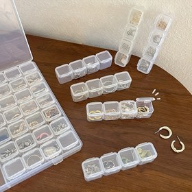 Resim 56 Adet Mini Plastik Saklama Kabı Büyük Bir Kutu İle, Kapaklı Şeffaf Kutular, Boncuk, Küpe, El Sanatları Aksesuarları Toplamak İçin Takı Organizatörleri 