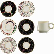 Resim Sandro Moreno 1453 Desen Yağmuru Yüzük Gold 12 Parça 6 Kişilik Kahve Fincan Takımı 90 ML 