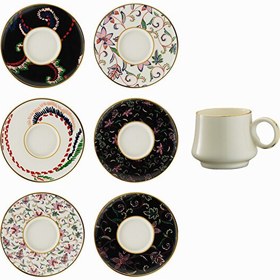 Resim Sandro Moreno 1453 Desen Yağmuru Yüzük Gold 12 Parça 6 Kişilik Kahve Fincan Takımı 90 ML 