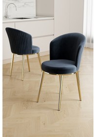 Resim Canisa Risa Serisi 1 Adet Antrasit Mutfak Sandalyesi Gold Kaplama Metal Ayak 1. Sınıf Babyface Kumaş Antrasit Sandalye Gold Ayak 