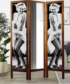 Resim Modacanvas Aynalı Marilyn Monroe Masif Ahşap Paravan 