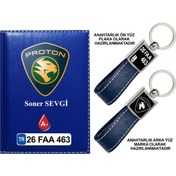 Resim Plakanıza Özel Proton Logolu Lacivert Ruhsat Kabı Ve Anahtarlık 