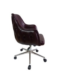 Resim Bilgisayar ve Çalışma Koltuğu Bordo Suni Deri Krom Yıldız Ayaklı 