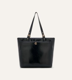 Resim Minore Kırışık Siyah Deri Gold Bebek Çantası 