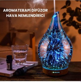 Resim 7 Renk Led Işıklı Aromaterapi Difüzörü Otomatik Kapanmalı Zaman Ayarlı Koku Verici Gece Lambası Pembe 