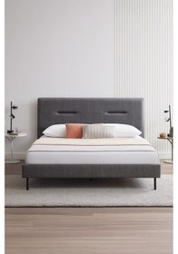 Resim Sovene Başlıklı Karyola 2'li Set - Koyu Gri 