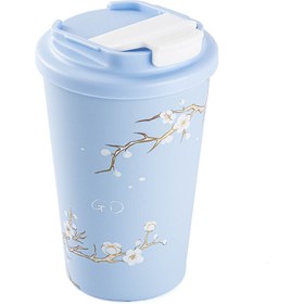 Resim Tantitoni KAKE MAVİ SAKURA DESENLİ PASLANMAZ ÇELİK TERMOS BARDAK 380ML 