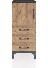 Resim Arges Komodin 2 Raflı 3 Çekmeceli Tek Kapaklı 44x30x106 Antra... Antrasit 