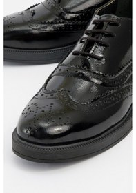 Resim Luvishoes Avra Siyah Rugan Hakiki Deri Kadın Oxford Ayakkabı Siyah-Rugan 