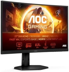 Resim AOC C27G4ZXU 27" 280 Hz 0,3 ms FreeSync HDR10 Yükseklik Ayarlı Fast VA Curved Oyuncu Monitörü 