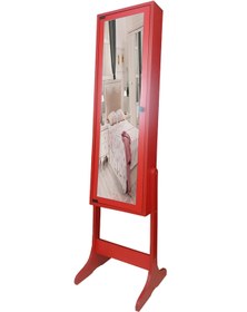 Resim First Mobilya Number One - Demonte - Çok Amaçlı - Ayaklı - Aynalı Hediyelik Çok Amaçlı Takı Dolabı - KIRMIZI 