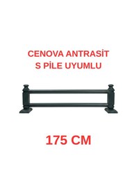 Resim Cenova S Pile Ve Perde Düğmesi Uyumlu Çetray Çift Raylı Modern Ahşap Rustik Antrasit 175 Cm Antrasit 