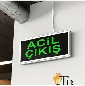 Resim Venso Acil Çıkış Işıldak Led Exit Tabela Çift Yönlü Acil Aydınlatma Armatürü 1 Adet Koyu Yeşil 