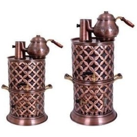 Resim Anka Odunlu 1demlikli Bakır Semaver 