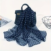 Resim Kadınlar için Bohem Puantiyeli Eşarp - Hafif, Her Mevsim İçin Şifon Şal, Çok Yönlü Boyun Sarma, Seyahat & Plaj Aksesuarı, Makinede Yıkanabilir (Lacivert & Beyaz), Şık Boyun Takısı, Zarif Kumaş, Yumuşak Dokusu 