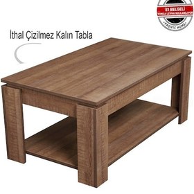 Resim Shelf Orta Sehpa Koyu Meşe / Dikdörtgen Orta Sehpa 