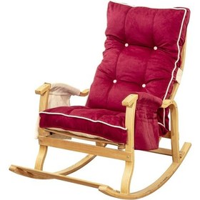 Resim Evoke Lüx Ahşap Çift Minderli Çift Cepli Sallanan Sandalye Fuşya-krem Fuşya - Krem 