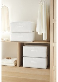 Resim Home Wave 4'lü Orta Boy Gri Pötikare Hurç Set 52 x 28 x 21 cm 