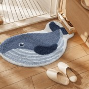 Resim Balina Şekilli Peluş Alan Matı - Yumuşak, Kaymaz, Yıkanabilir Polyester Zemin Matı, Gerçekçi Balina Tasarımı ile Yatak Odası, Oturma Odası ve Banyo Dekoru için İdeal, Banyo Matı|Balina Temalı|Makinada Yıkanabilir Mat, Balina Dekoru 