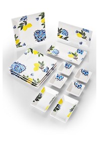 Resim Piatti Naturali 12 Parça 4 Kişilik Limon Kahvaltı Takımı Handmade Sunum Set Çok Renkli 