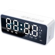 Resim Xiyyadms Beyaz Multifonksiyonel Masa Saati: Bluetooth Hoparlör, İki Alarm, Ayna Led Ekran, Ses Kalitesi, Ev Kullanıma Uygun 