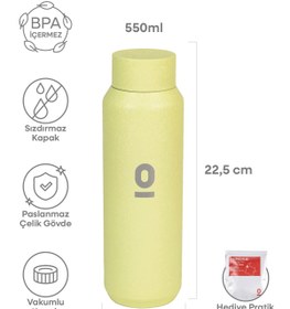 Resim Espressolab Açık Yeşil Mat Dokulu Paslanmaz Çelik Matara 550 ml Kapaklı No:100 