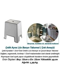 Resim Geseus Banyo Taburesi Büyük Boy Çok amaçlı Tabure Gri CLK-481 
