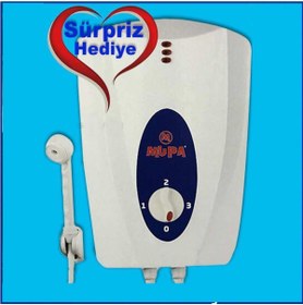 Resim abnturk Özel Hediyeli Şohben Mupa 7 Emniyetli %35 Tasarruflu Elektrikli Şofben Ani Su Isıtıcı Banyo Şohbeni 