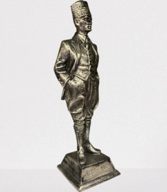 Resim Dekoratif Polyester Atatürk Heykeli 48 Cm Gümüş-eskitme 