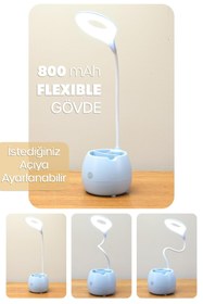Resim Thundara Şarjlı Masa Lambası Işık Ayarlanabilir Kalemlik Telefon Stand Ders Çalışma Okuma Işığı 0620 Turkuaz 