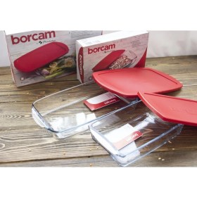 Resim Paşabahçe Borcam Kırmızı Pls Dikdörtgen Fırın Tepsi Ve Saklama Kabı 2 Si Birlikte 59864 -59006 5912 
