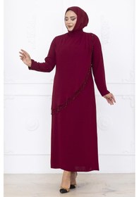 Resim Amine Hüma Melek Abiye Elbise Bordo Bordo 