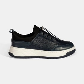 Resim Desa Erkek Lacivert Lastik Bağcıklı Deri Sneaker 